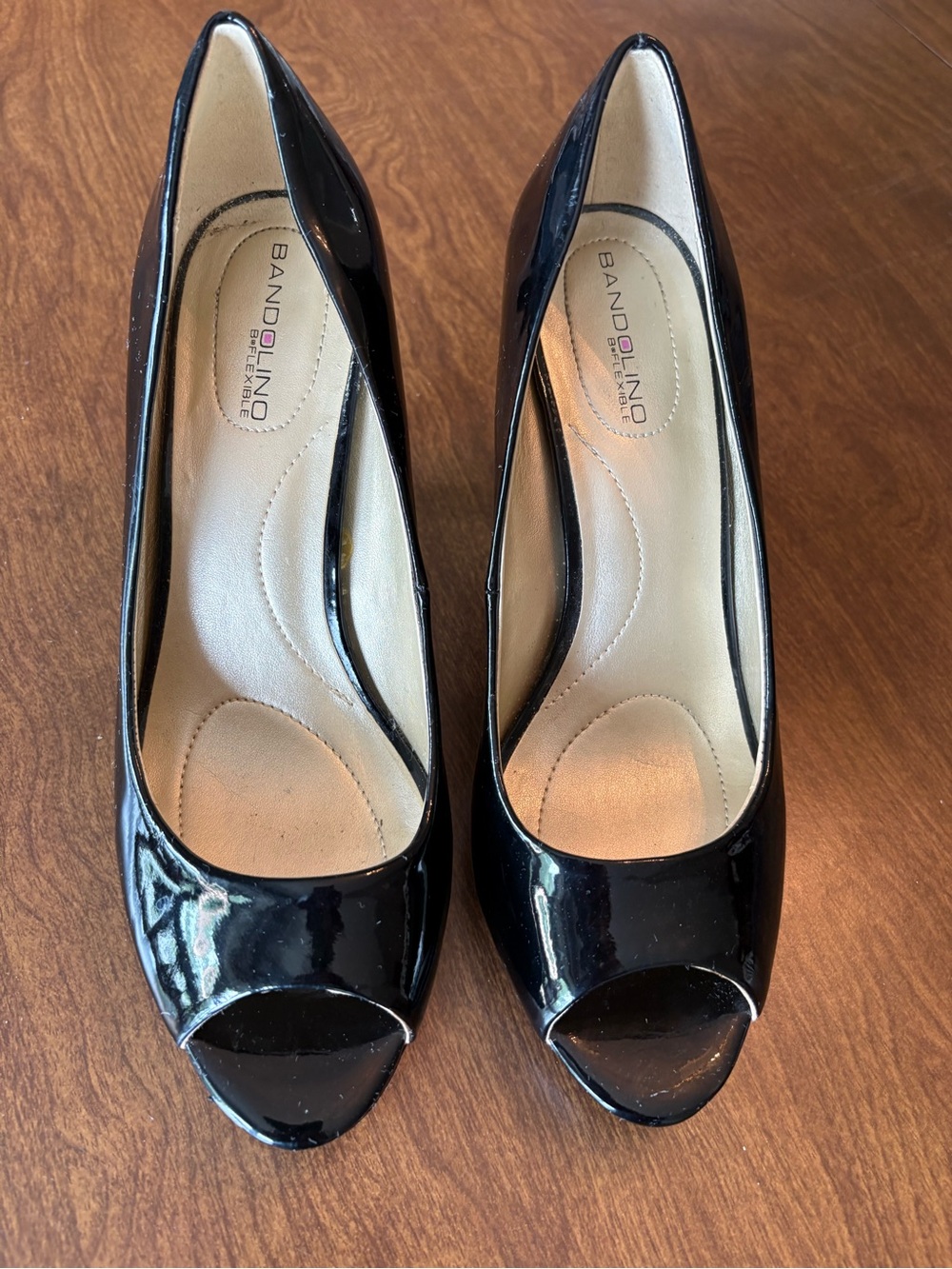 Bandolino Black Patent Peep-Toe Pumps Size 8